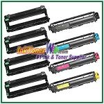 Brother TN-221 TN-225 DR-221CL BK/C/M/Y Compatible Toner Cartridges & Drum Units - 8 Piece Combo 