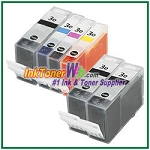 Canon BCI-3e BK, C, M, Y Compatible ink Cartridges - 6 Piece Combo