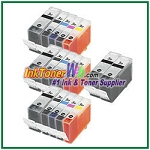 Canon BCI-3e BK, C, M, Y, PBK Compatible ink Cartridges - 17 Piece Combo