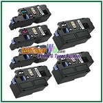 Dell E525w High Yield Black Cyan Magenta Yellow Compatible Toner Cartridges - 6 Piece Combo