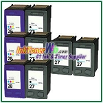 HP 27 28 Compatible ink Cartridges - 8 Piece Combo