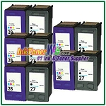 HP 27 28 Compatible ink Cartridges - 10 Piece Combo