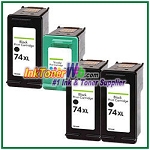 HP 74XL 75XL Compatible ink Cartridges - 4 Piece Combo