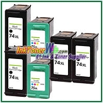 HP 74XL 75XL Compatible ink Cartridges - 6 Piece Combo