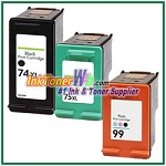 HP 74XL 75XL 99 Compatible ink Cartridges - 3 Piece Combo